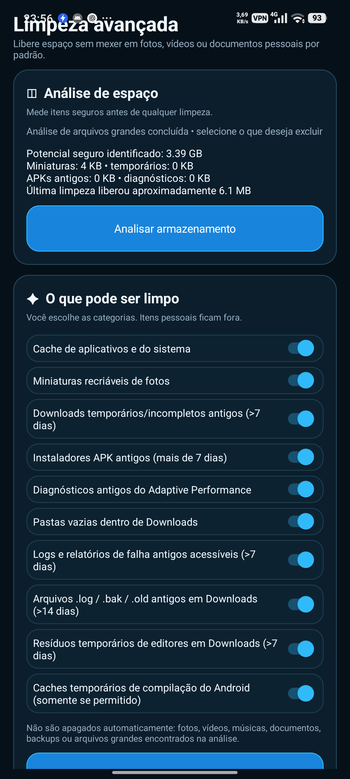 Limpeza de armazenamento