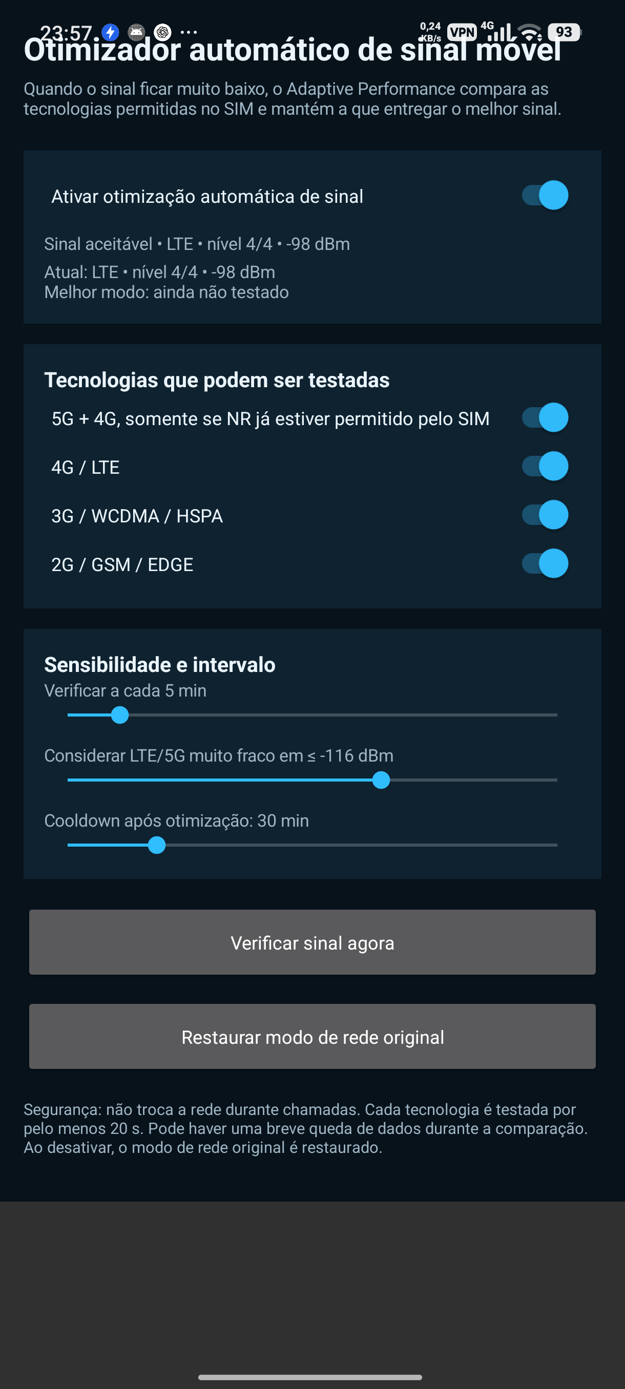 Otimizador de sinal móvel